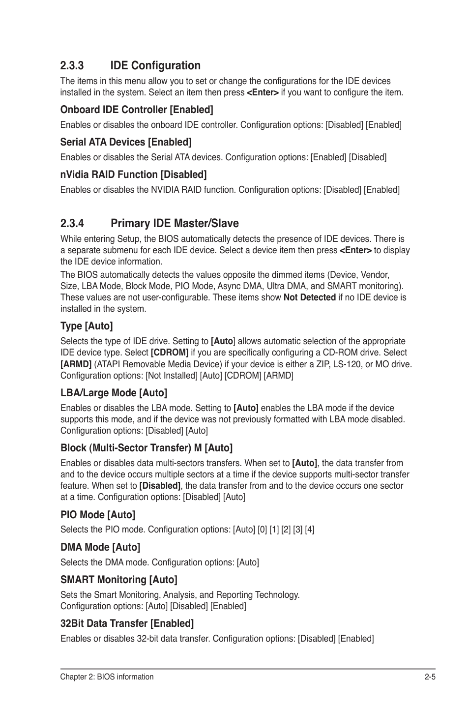 3 ide configuration, 4 primary ide master/slave, Ide configuration -5 | Primary ide master/slave -5 | Asus M2N68-AM SE2 User Manual | Page 29 / 40