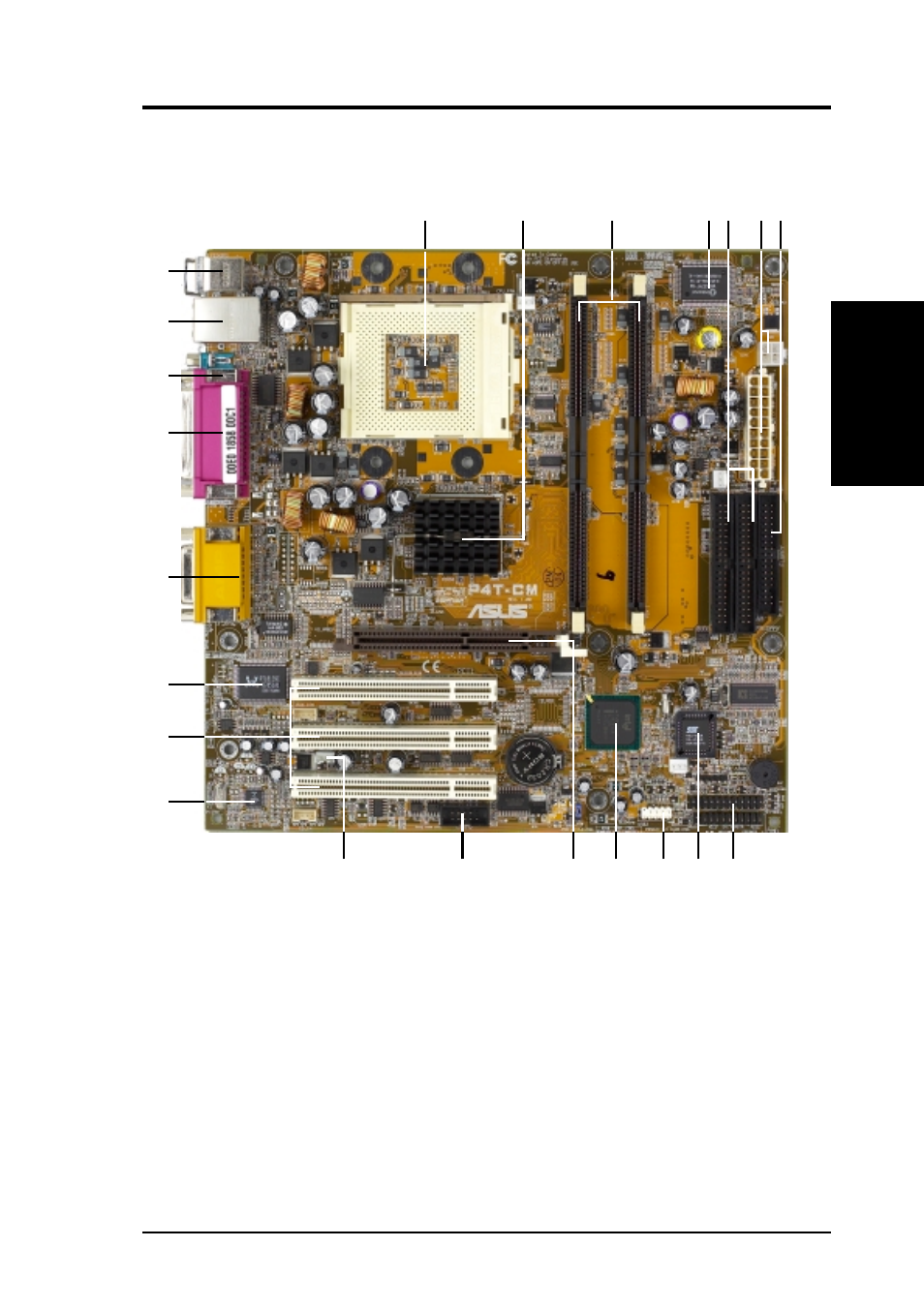 Features, 1 component locations | Asus P4T-CM User Manual | Page 13 / 88