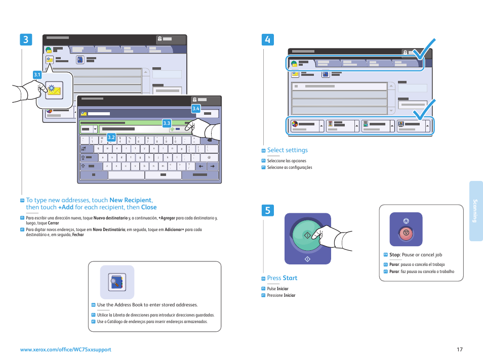 Select settings, Press start | Xerox WorkCentre 7525-7530-7535-7545-7556 con EFI Fiery Controller-17871 User Manual | Page 17 / 20