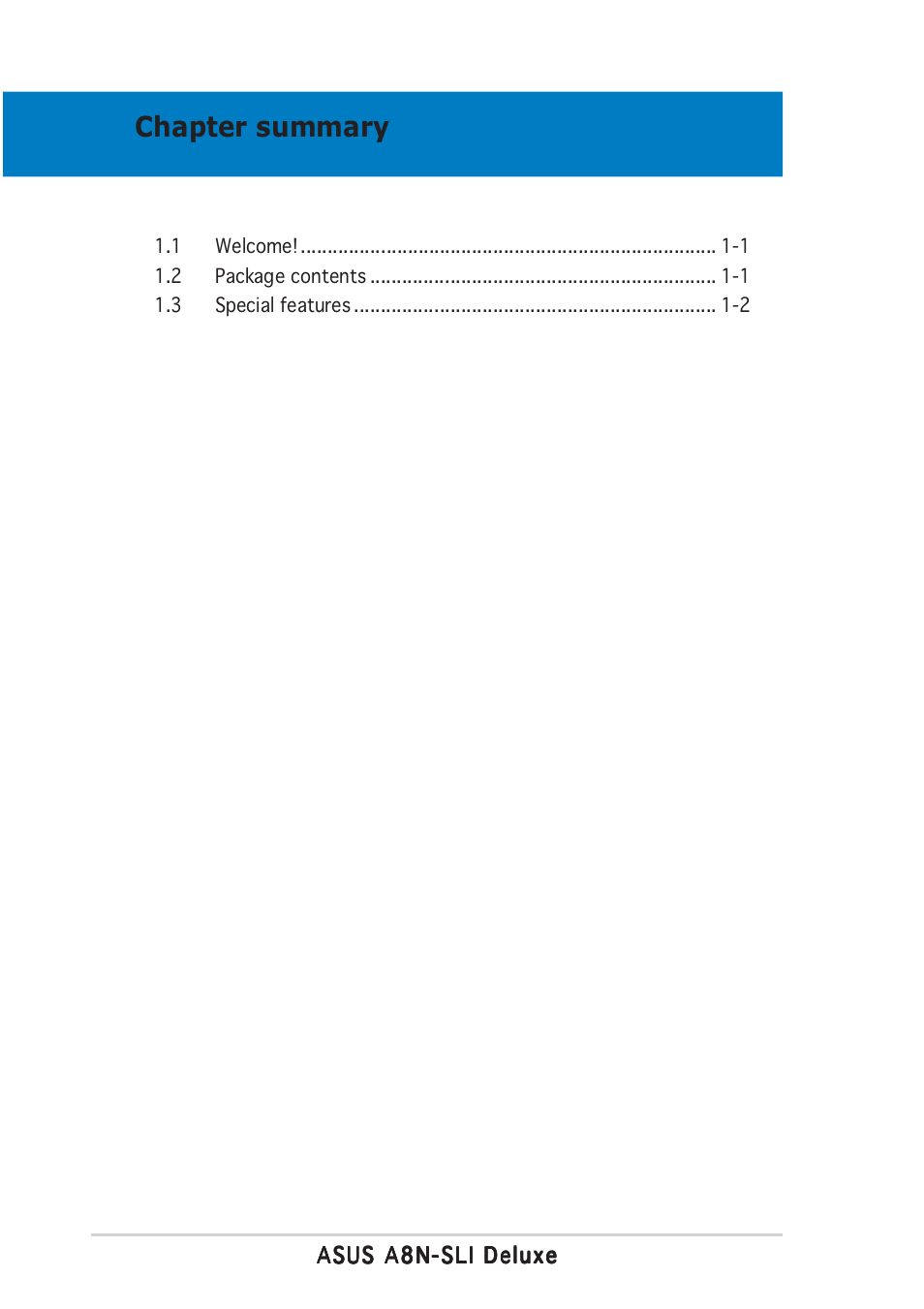 Chapter summary | Asus Motherboard A8N-SLI User Manual | Page 16 / 176