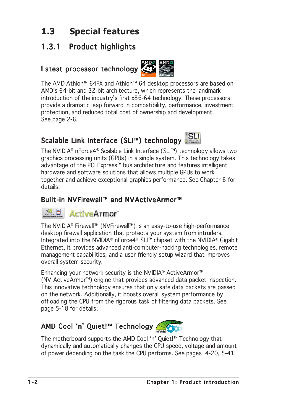 3 special features | Asus Motherboard A8N-SLI User Manual | Page 18 / 176