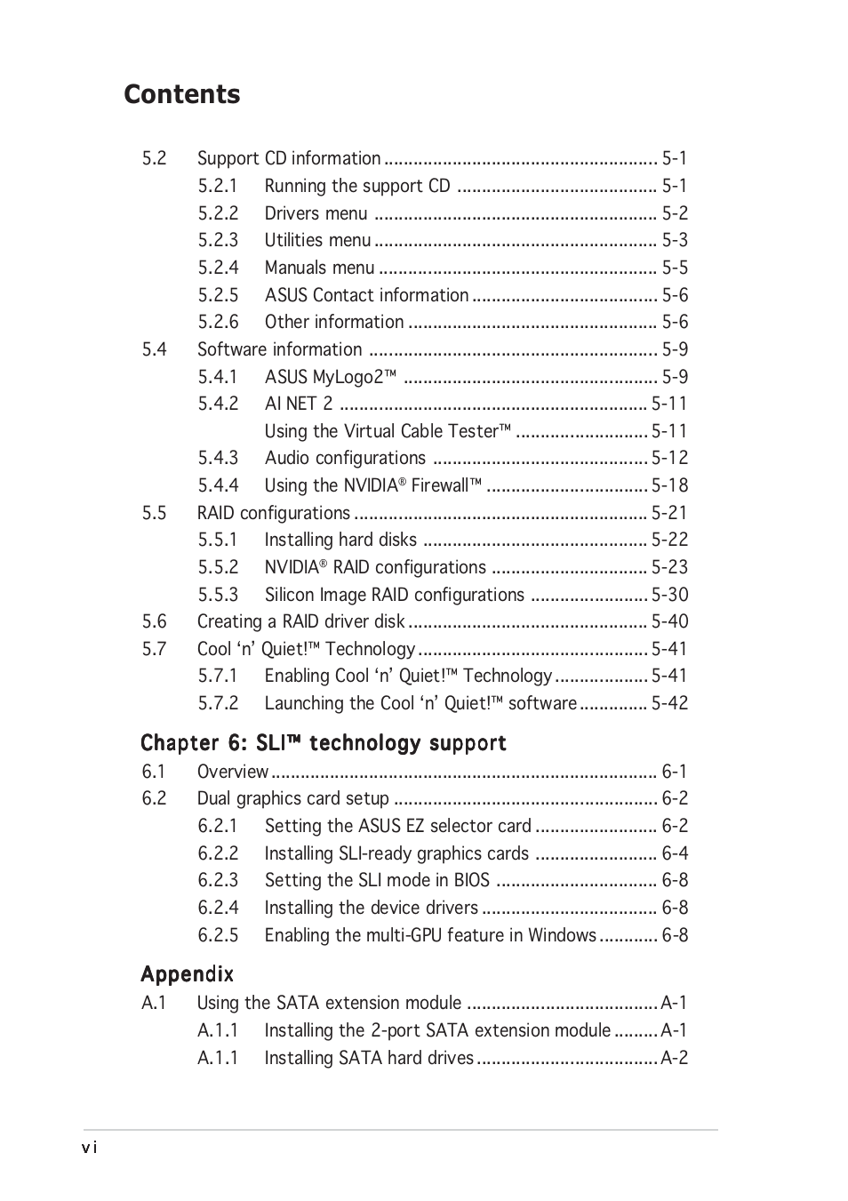 Asus Motherboard A8N-SLI User Manual | Page 6 / 176