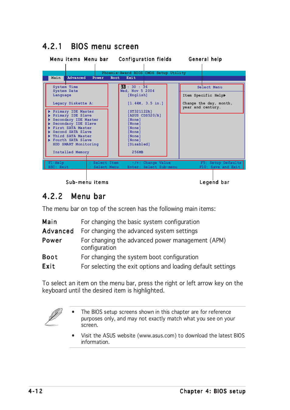 2 menu bar menu bar menu bar menu bar menu bar | Asus Motherboard A8N-SLI User Manual | Page 80 / 176