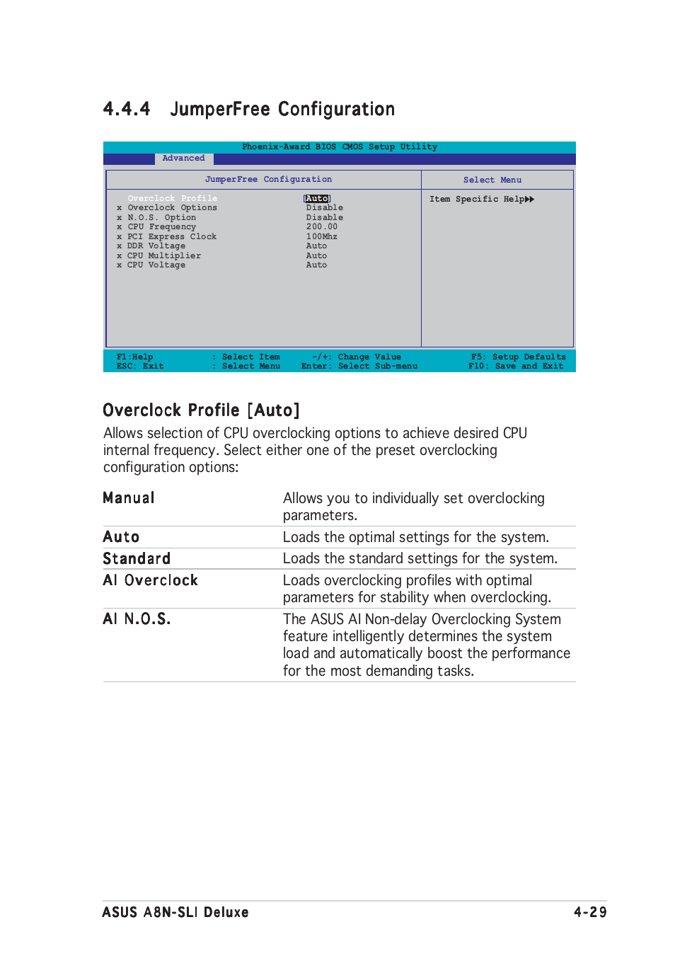 Overclock profile [auto | Asus Motherboard A8N-SLI User Manual | Page 97 / 176