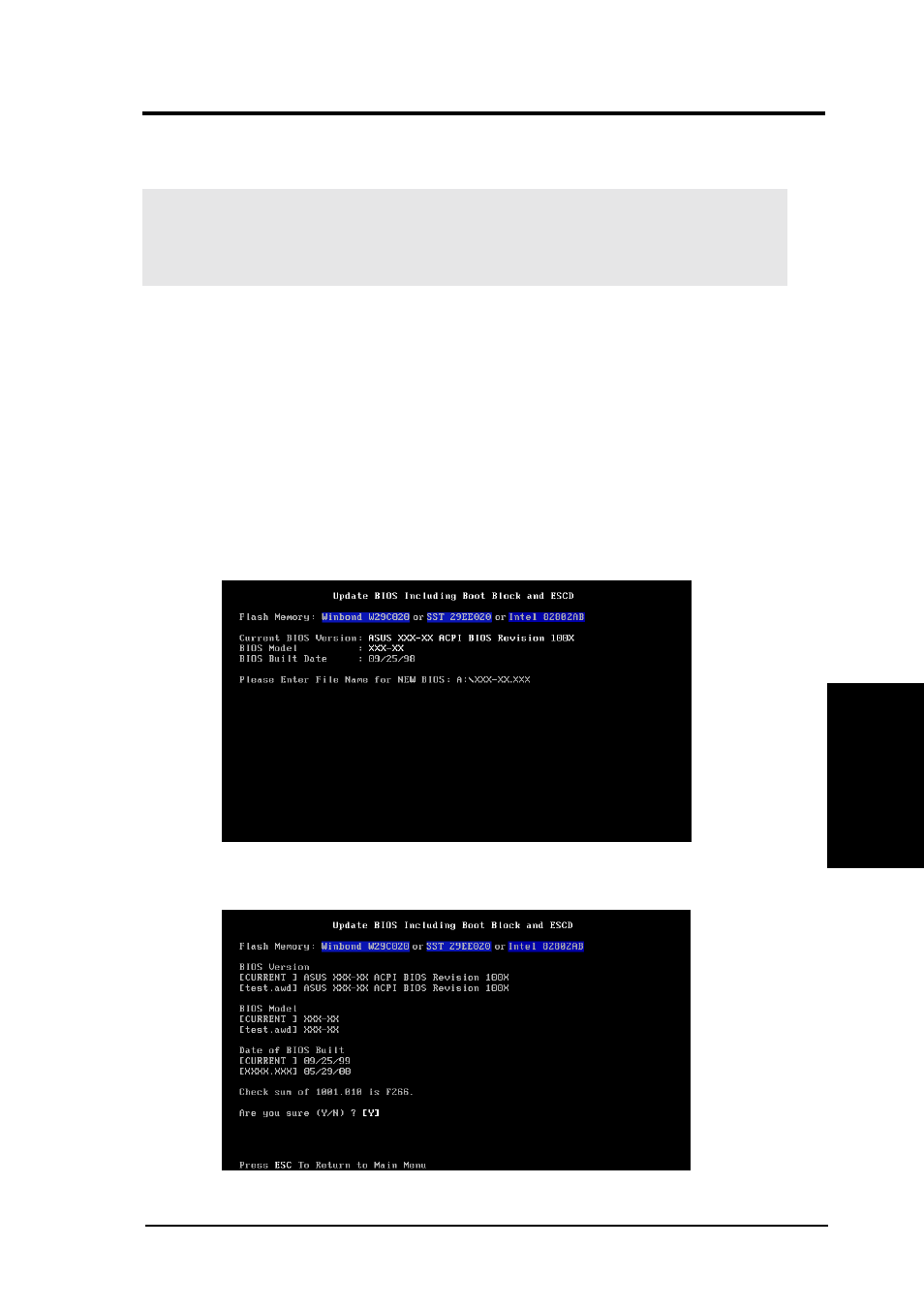 Bios setup, 2 updating bios procedures | Asus A7V266-C User Manual | Page 43 / 100