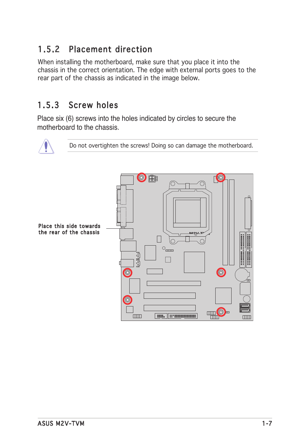 2 placement direction, 3 screw holes | Asus M2V-TVM User Manual | Page 17 / 82