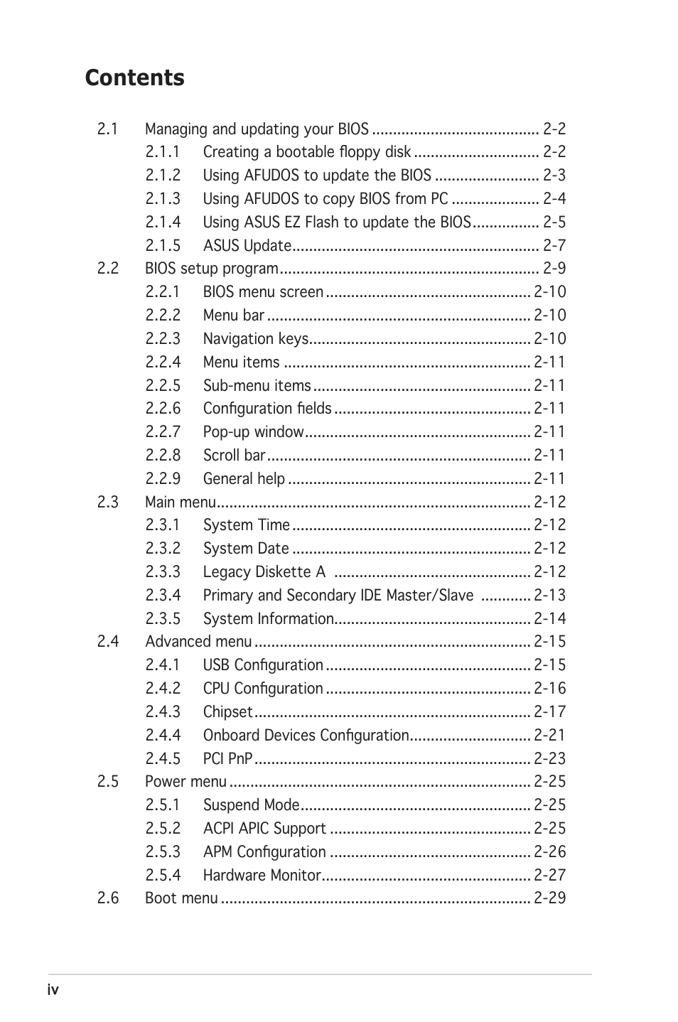 Asus M2V-TVM User Manual | Page 4 / 82