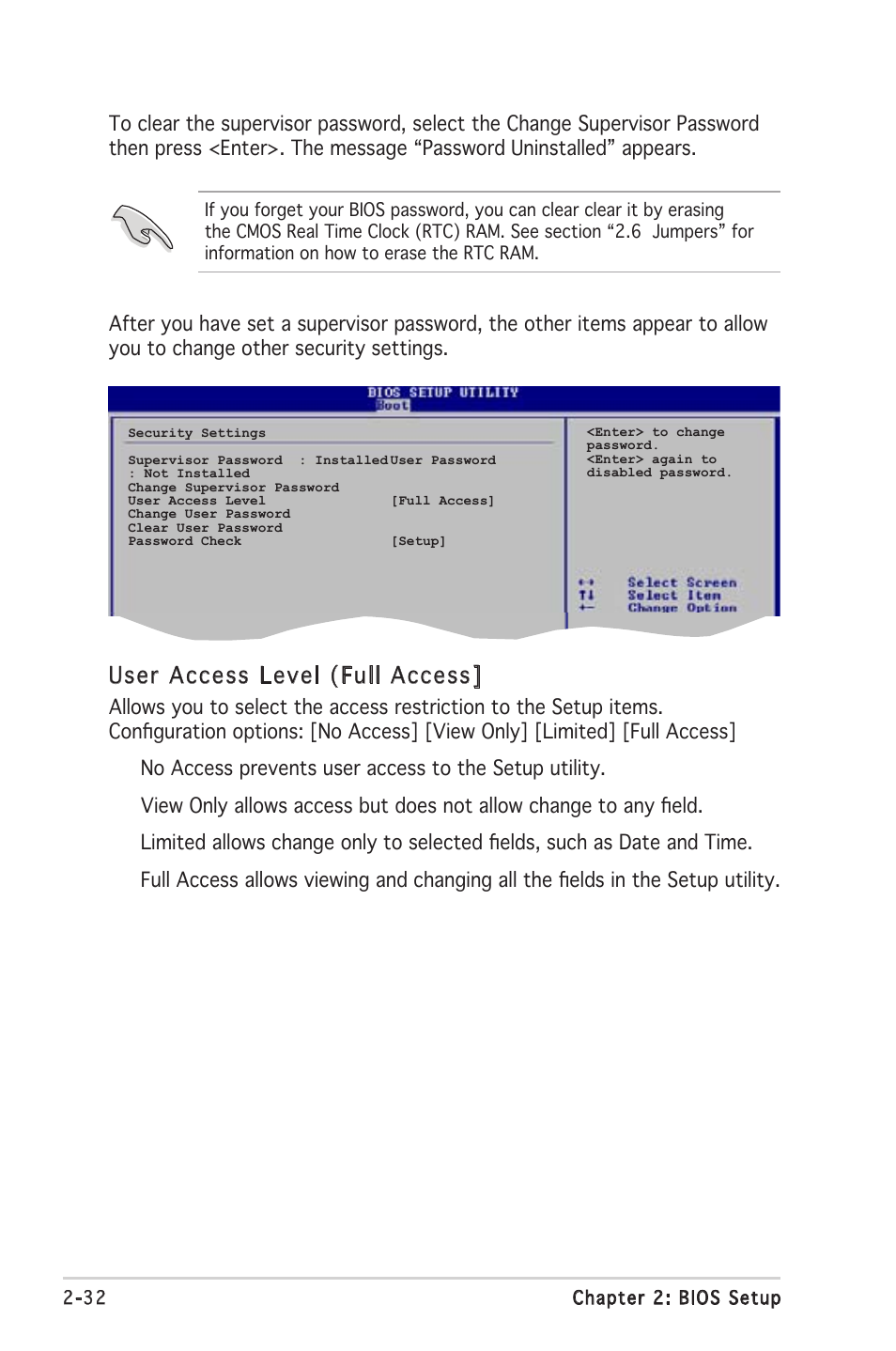 User access level (full access | Asus M2V-TVM User Manual | Page 72 / 82