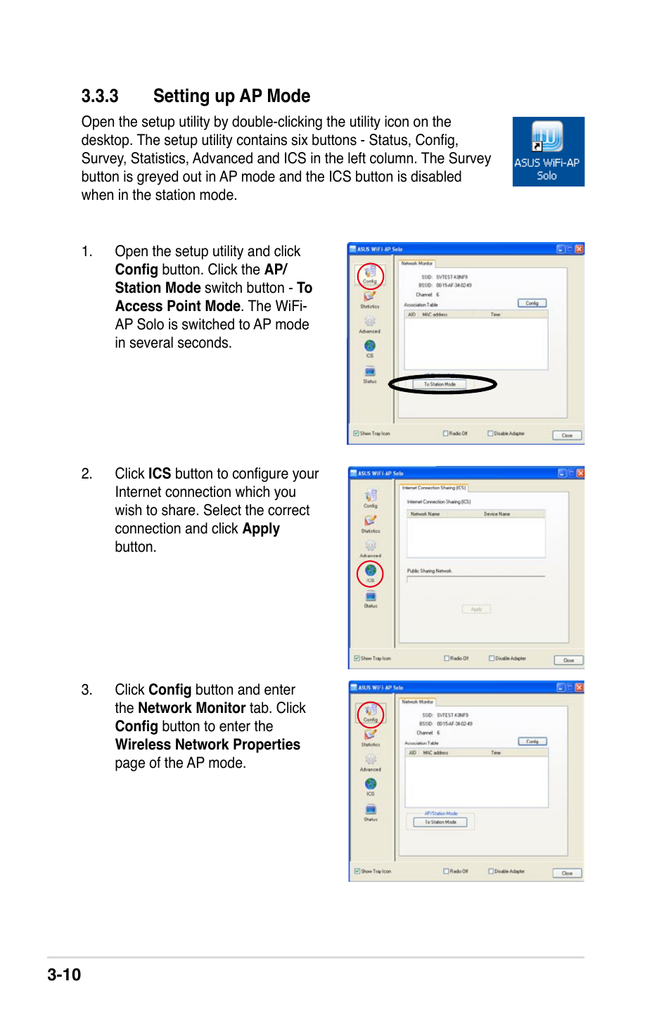 3 setting up ap mode | Asus II E2949 User Manual | Page 28 / 50