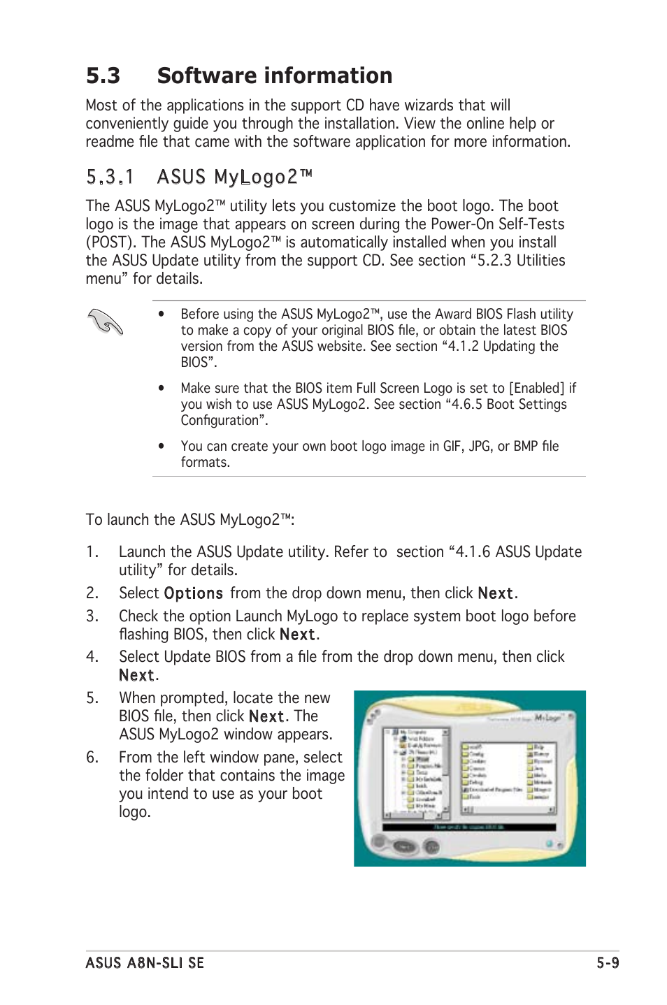 3 software information, 1 asus mylogo2 | Asus Motherboard A8N-SLI SE User Manual | Page 115 / 152