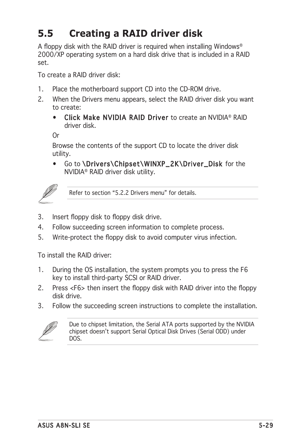 5 creating a raid driver disk | Asus Motherboard A8N-SLI SE User Manual | Page 135 / 152