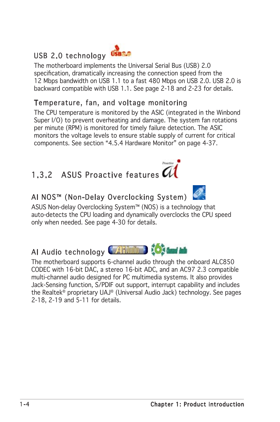 2 asus proactive features | Asus Motherboard A8N-SLI SE User Manual | Page 20 / 152