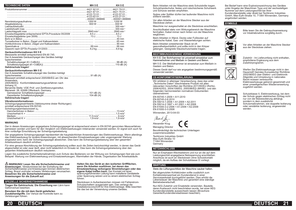 Deutsch | AEG MH 5 E User Manual | Page 11 / 39