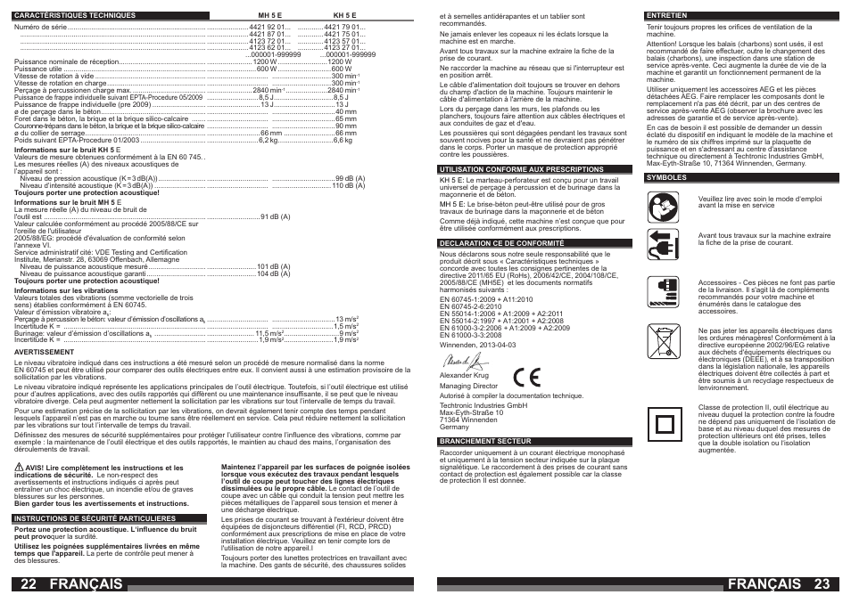 Français | AEG MH 5 E User Manual | Page 12 / 39