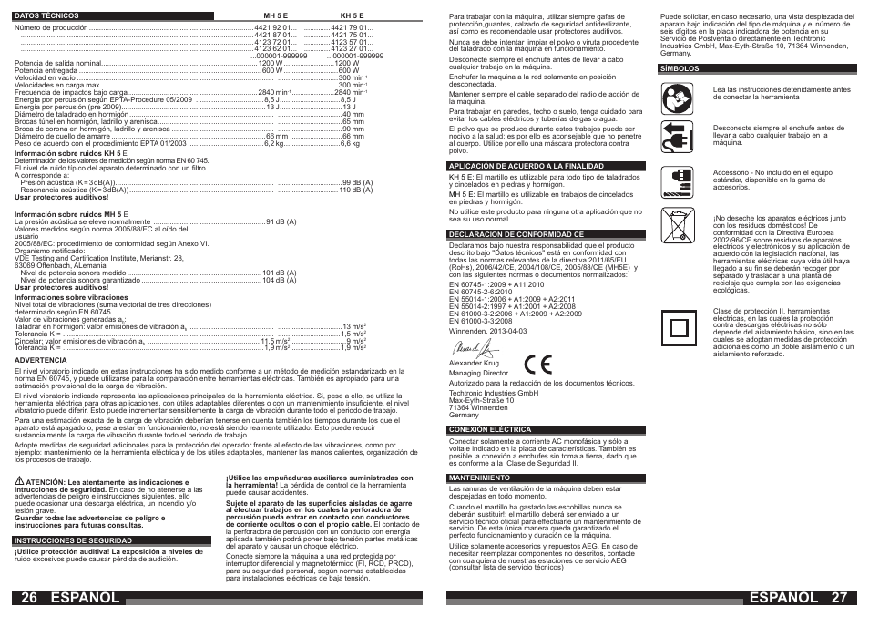 Español | AEG MH 5 E User Manual | Page 14 / 39
