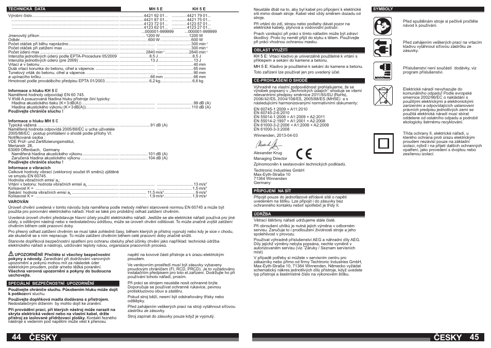 Česky | AEG MH 5 E User Manual | Page 23 / 39