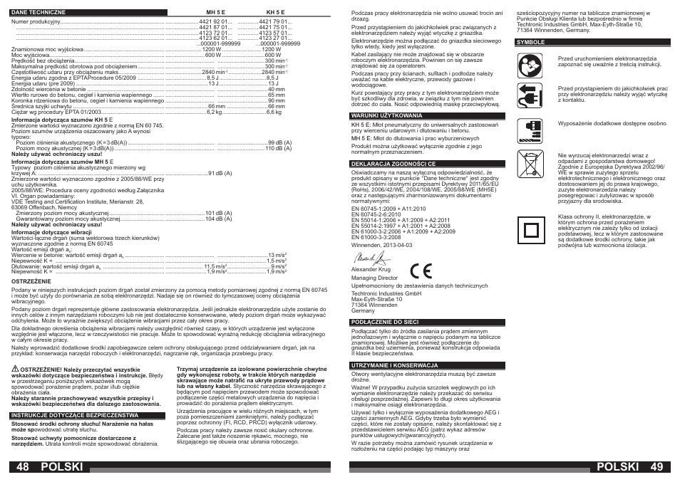 Polski | AEG MH 5 E User Manual | Page 25 / 39