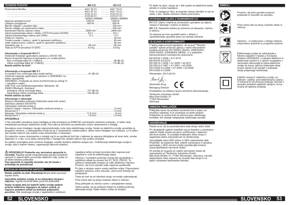 Slovensko | AEG MH 5 E User Manual | Page 27 / 39