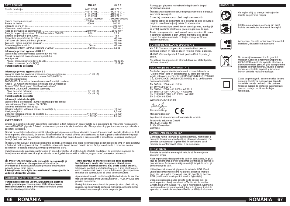 România | AEG MH 5 E User Manual | Page 34 / 39