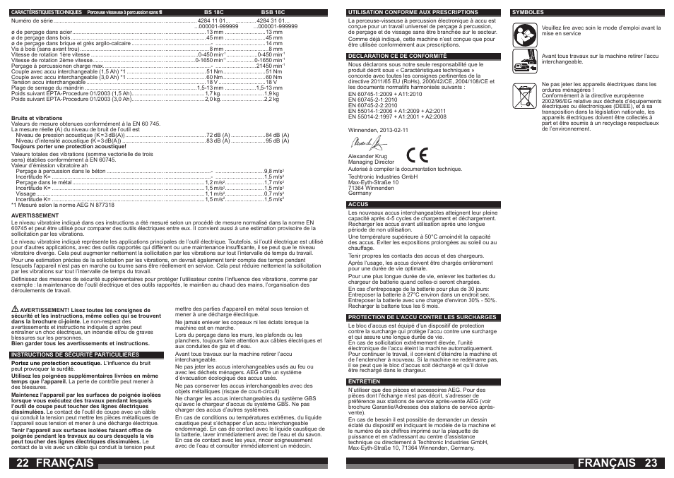Français | AEG BSB 18C LI User Manual | Page 12 / 37