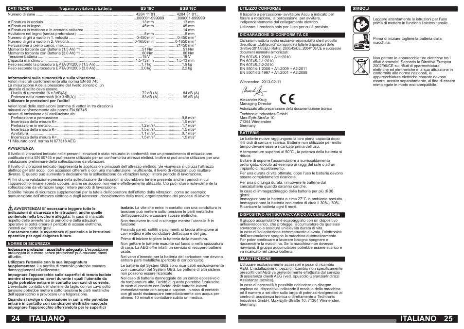 Italiano | AEG BSB 18C LI User Manual | Page 13 / 37