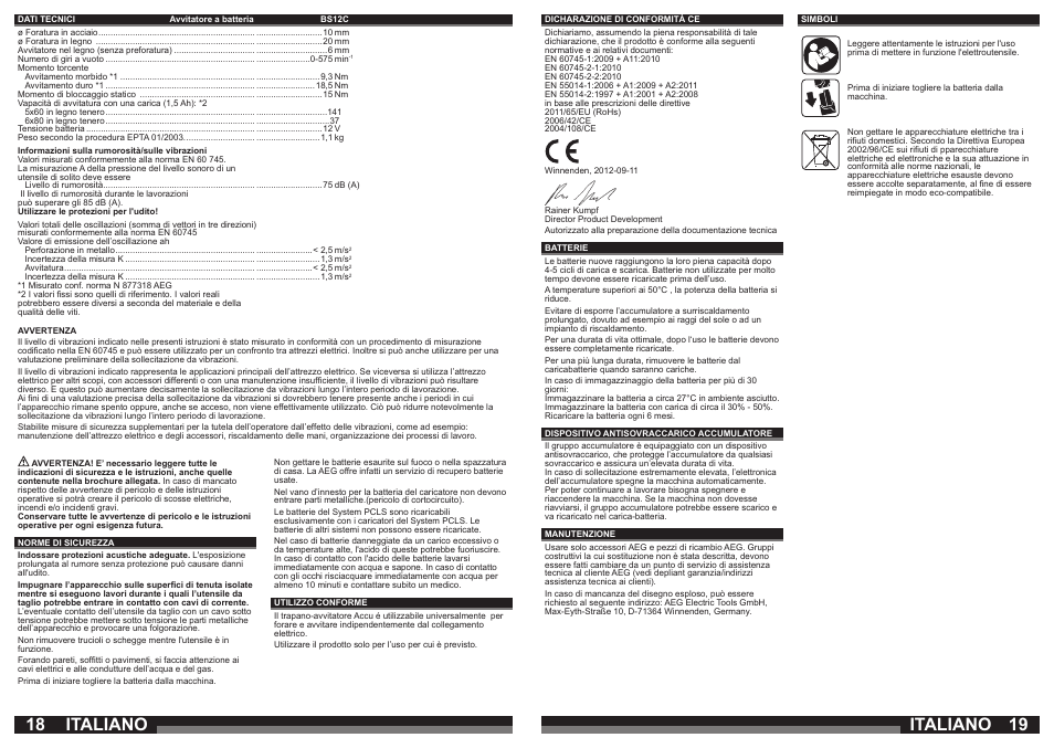 Italiano | AEG BS 12C2 LI User Manual | Page 10 / 34