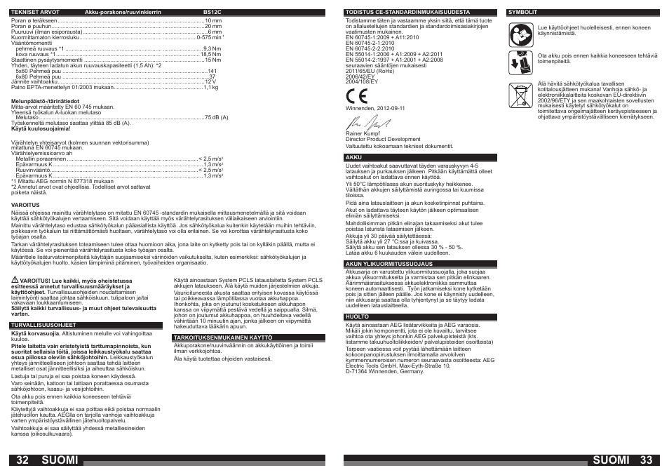 Suomi | AEG BS 12C2 LI User Manual | Page 17 / 34