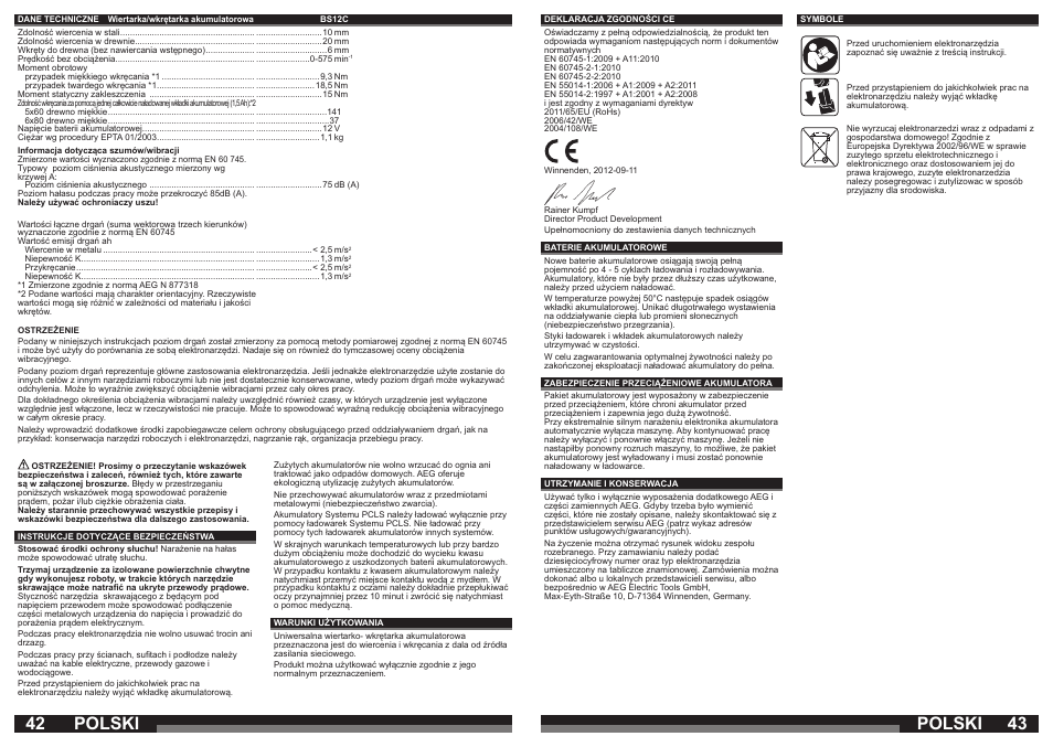 Polski | AEG BS 12C2 LI User Manual | Page 22 / 34