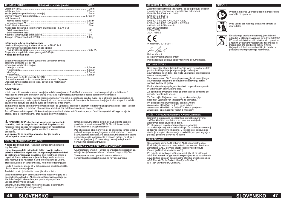 Slovensko | AEG BS 12C2 LI User Manual | Page 24 / 34
