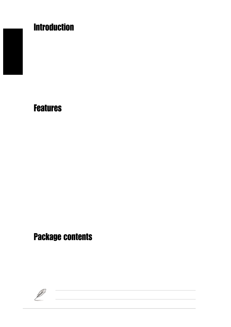 Introduction, Features, Package contents | Asus GigaX 1124 User Manual | Page 2 / 10