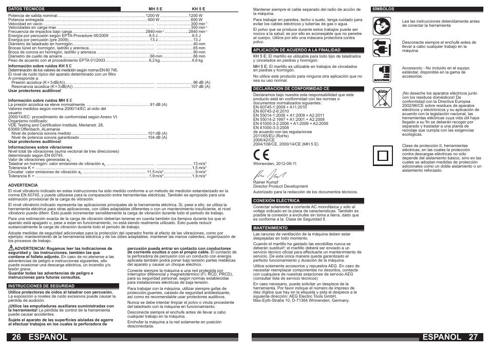 Español | AEG KH 5 E User Manual | Page 14 / 37