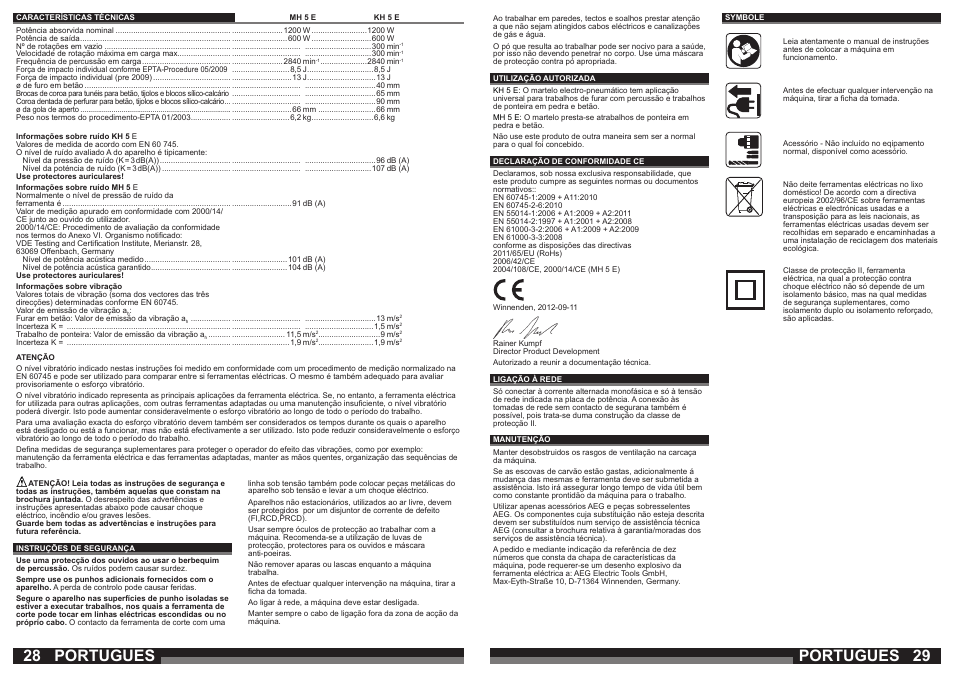 Portugues | AEG KH 5 E User Manual | Page 15 / 37