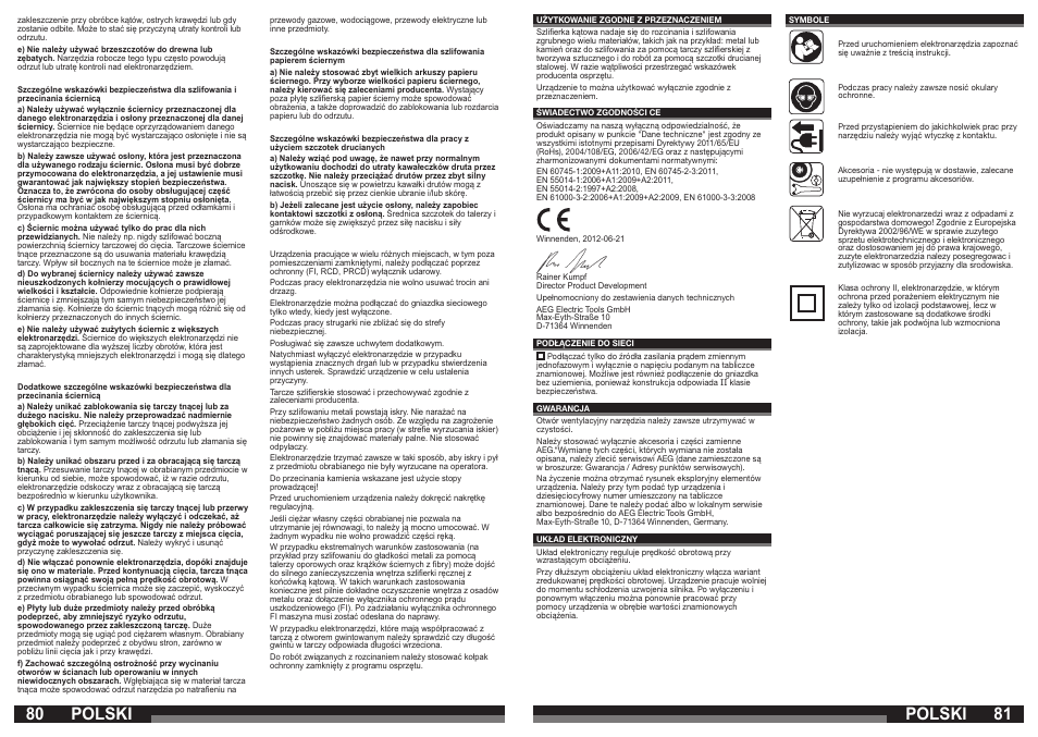 Polski | AEG WS 21-230 E User Manual | Page 41 / 67