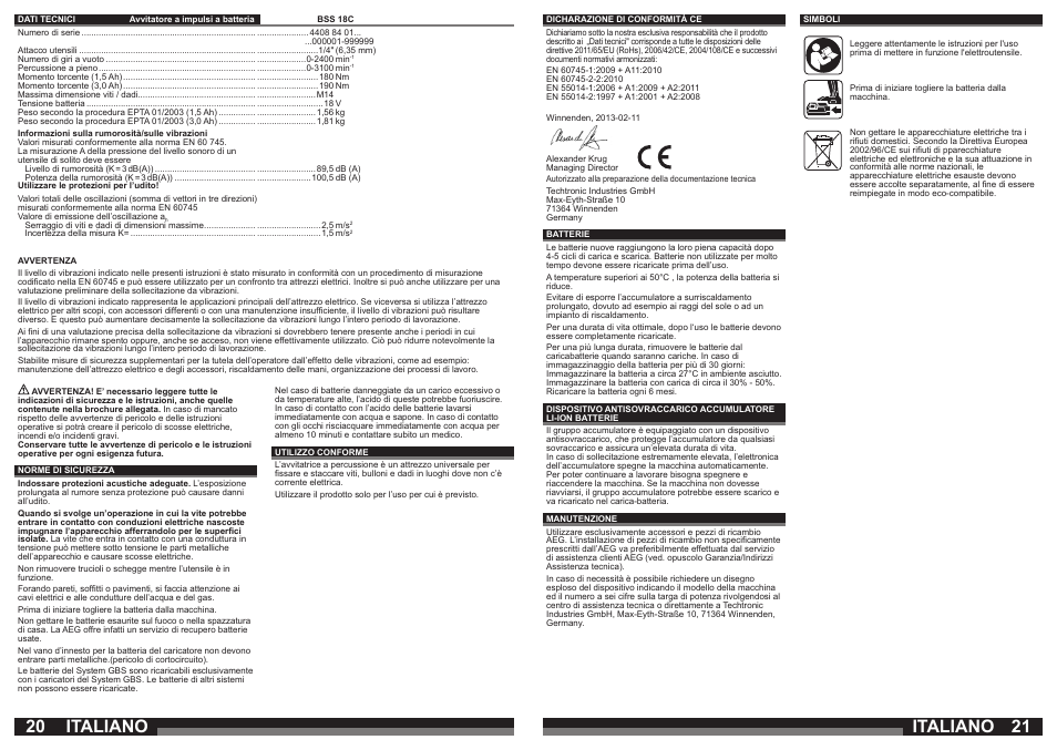 Italiano | AEG BSS 18C LI User Manual | Page 11 / 35