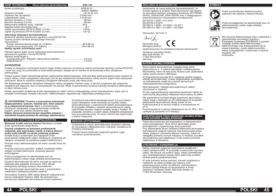 Polski | AEG BSS 18C LI User Manual | Page 23 / 35
