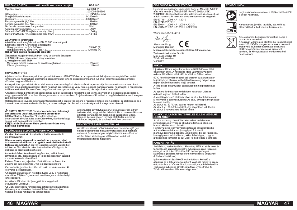 Magyar | AEG BSS 18C LI User Manual | Page 24 / 35