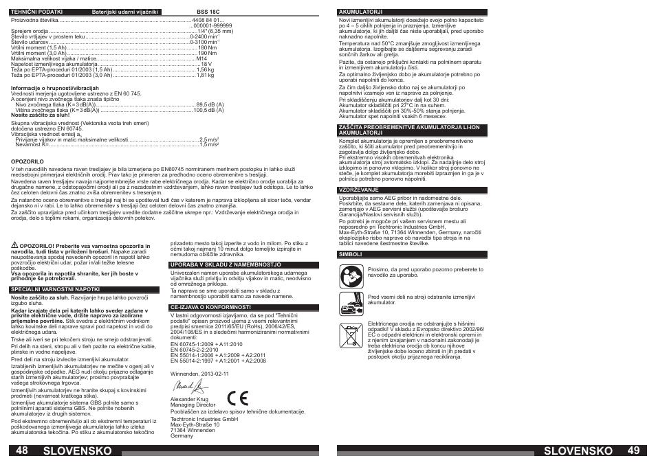 Slovensko | AEG BSS 18C LI User Manual | Page 25 / 35