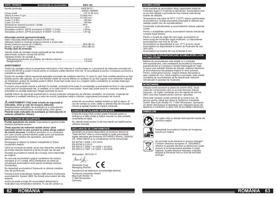 România | AEG BSS 18C LI User Manual | Page 32 / 35