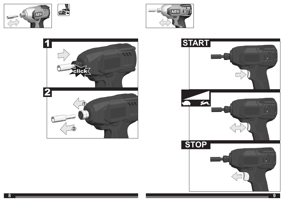 Start stop | AEG BSS 18C LI User Manual | Page 5 / 35