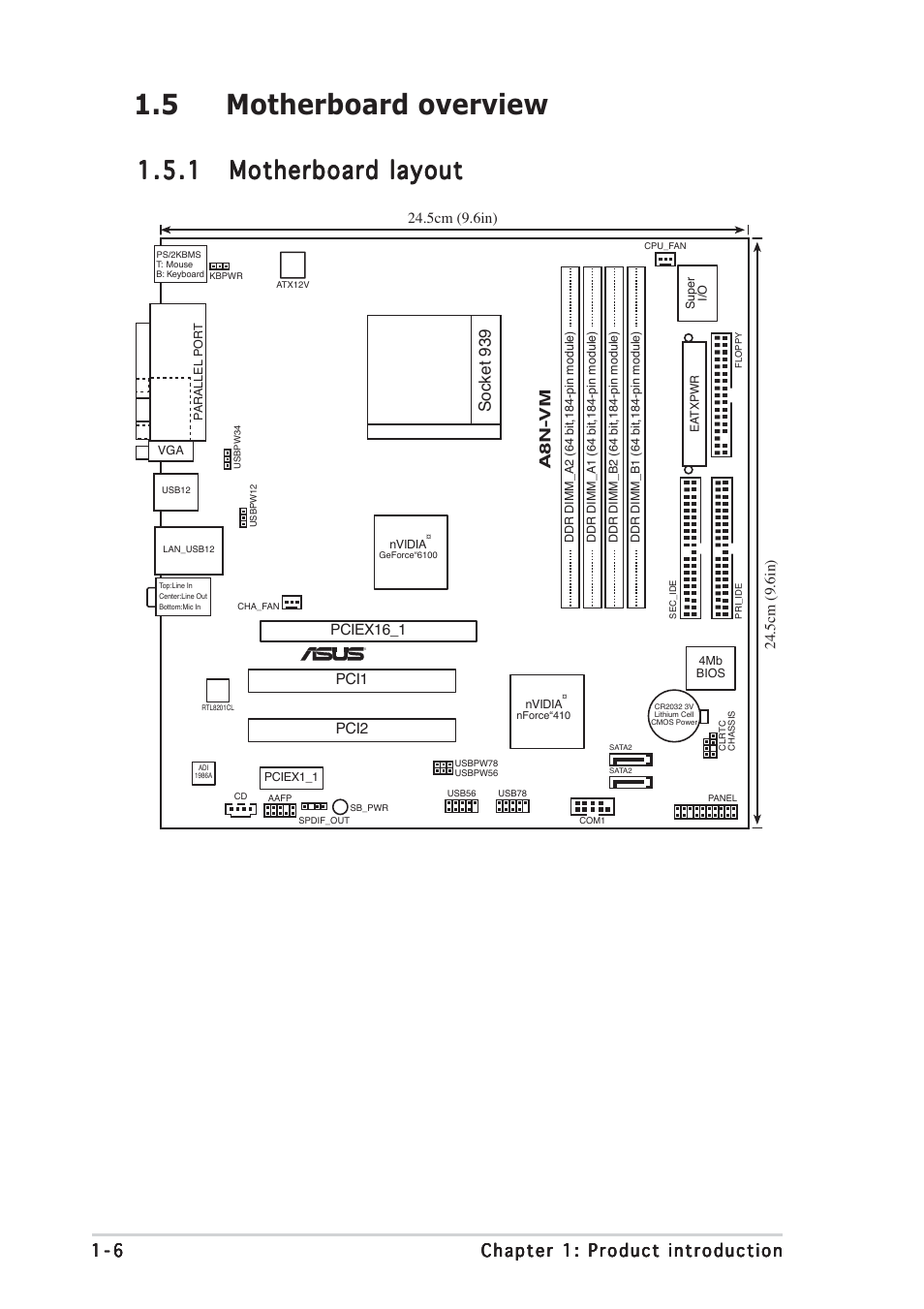 5 motherboard overview, Socket 939 | Asus A8N-VM User Manual | Page 16 / 86