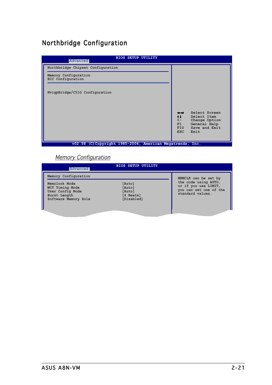 Northbridge configuration | Asus A8N-VM User Manual | Page 59 / 86