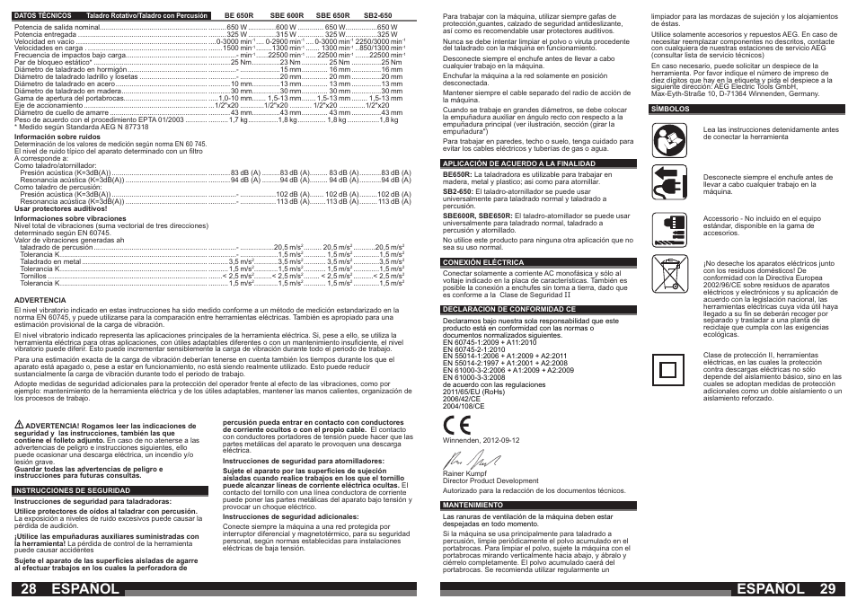 Español | AEG SBE 600 R User Manual | Page 15 / 39