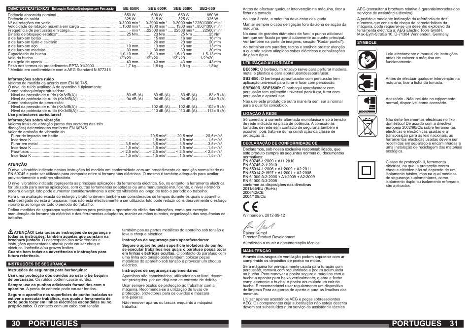 Portugues | AEG SBE 600 R User Manual | Page 16 / 39