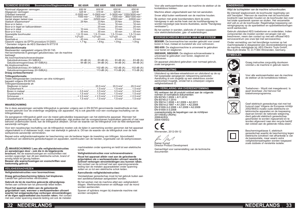 Nederlands | AEG SBE 600 R User Manual | Page 17 / 39