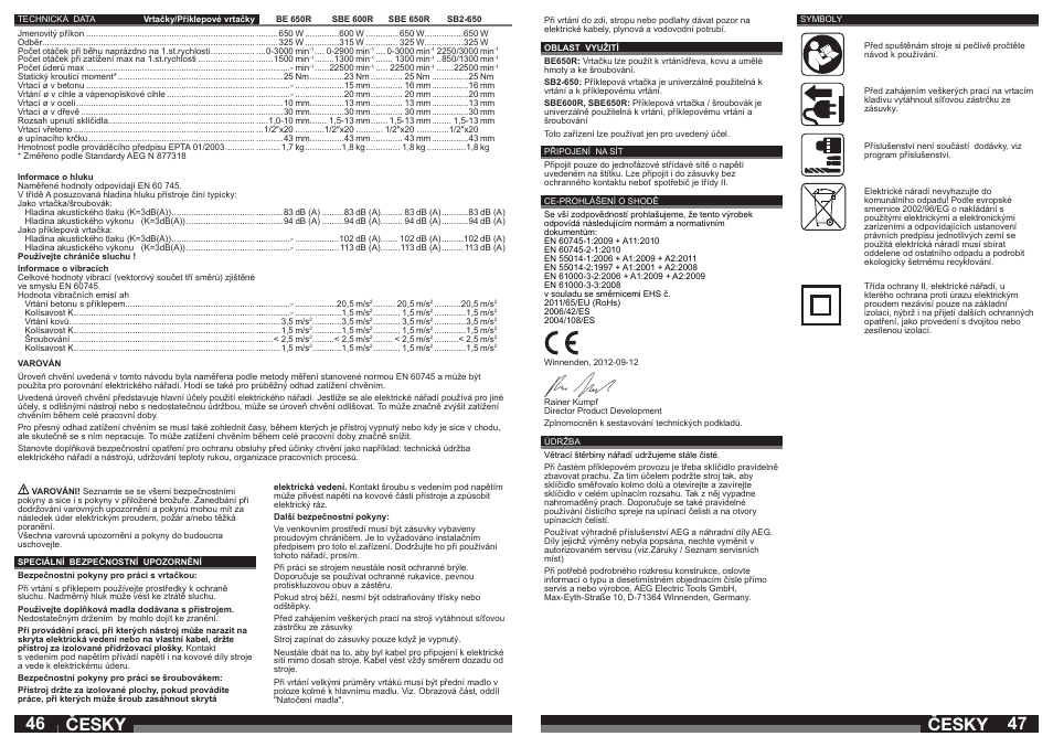 Česky | AEG SBE 600 R User Manual | Page 24 / 39