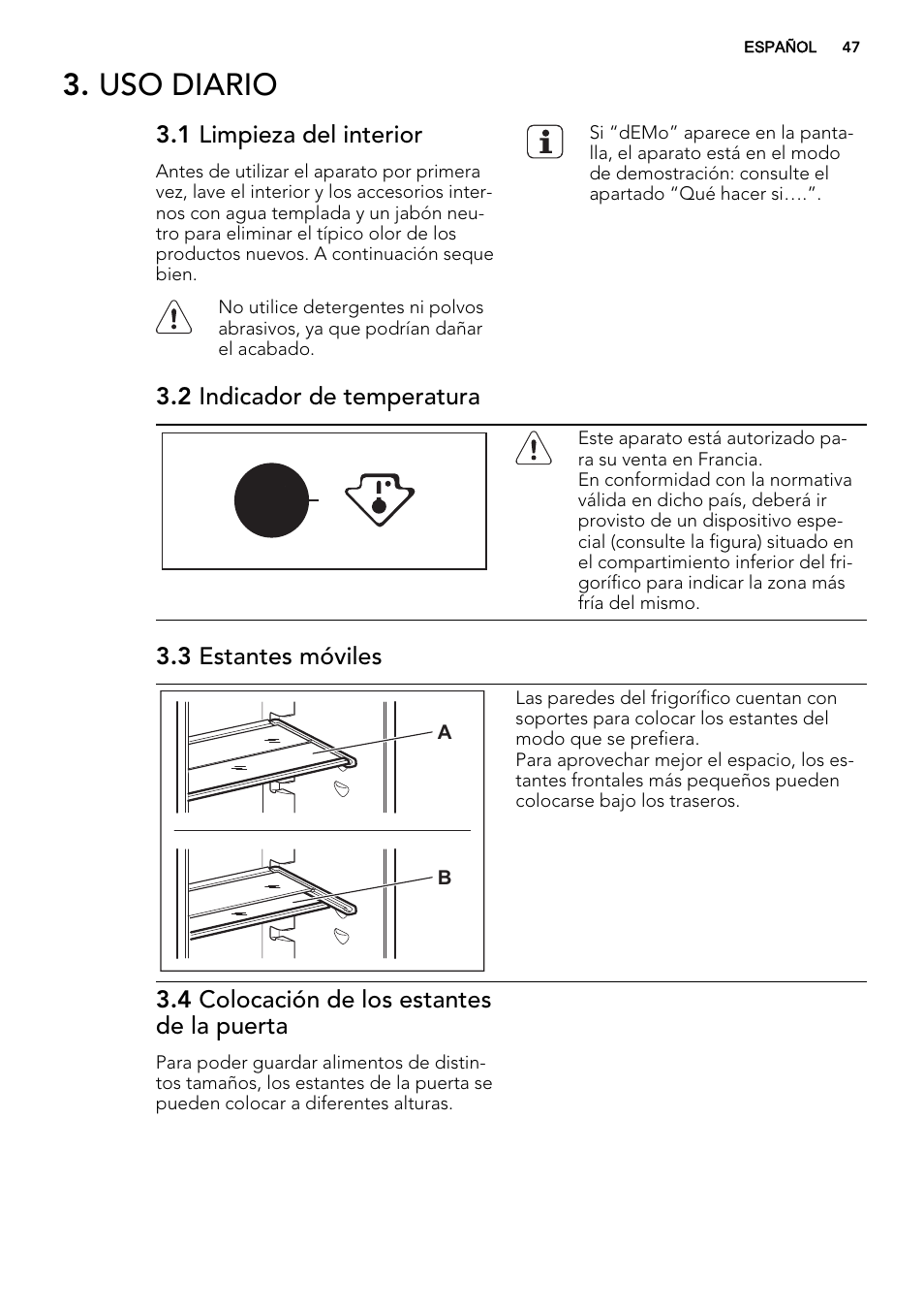 Uso diario | AEG SKD71800F0 User Manual | Page 47 / 64