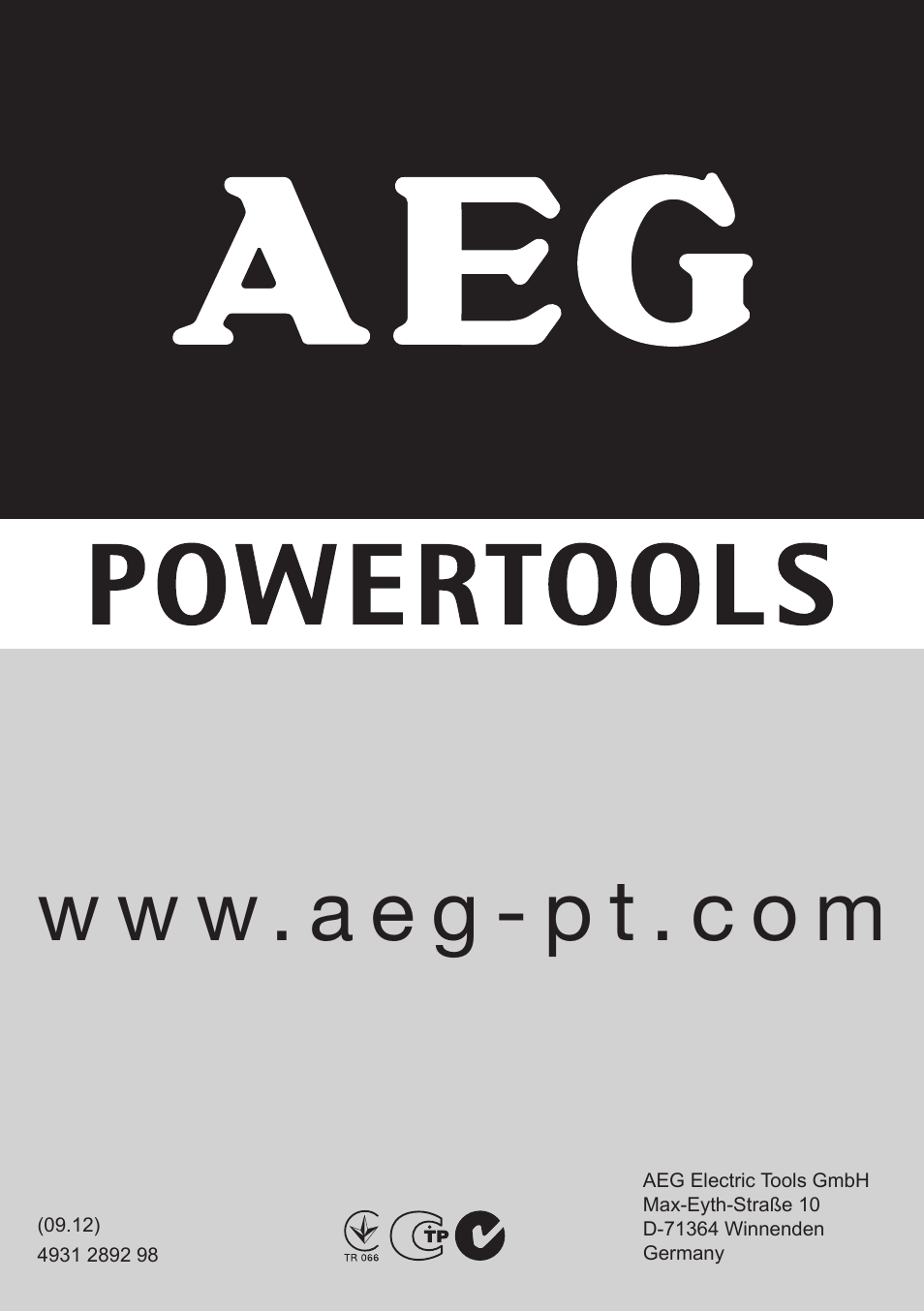 W w w . a e g - p t . c o m | AEG EX 125 E User Manual | Page 35 / 35