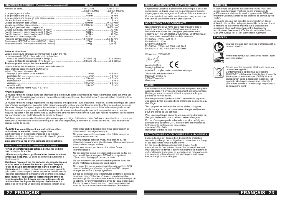 Français | AEG BSB 14C LI User Manual | Page 12 / 37