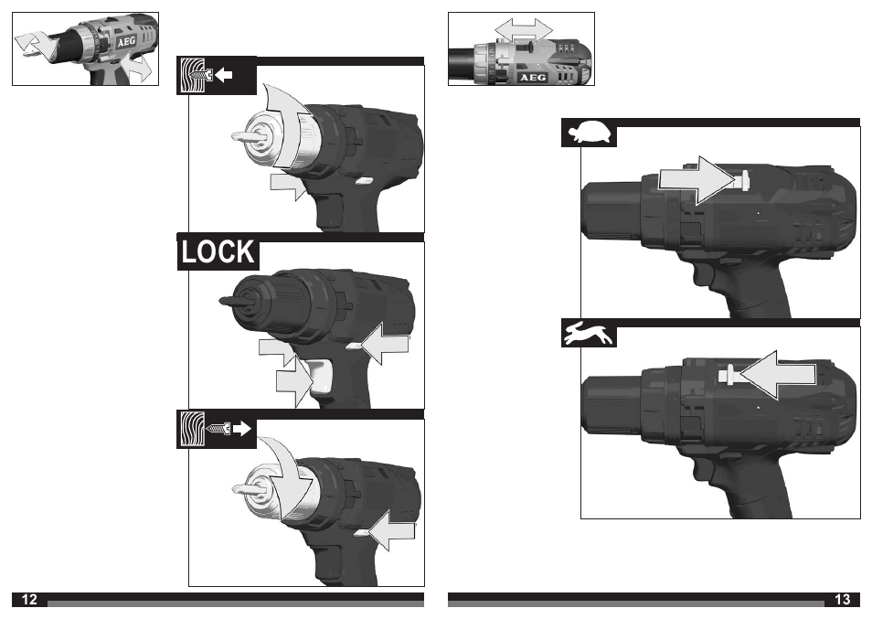 Lock | AEG BSB 14C LI User Manual | Page 7 / 37