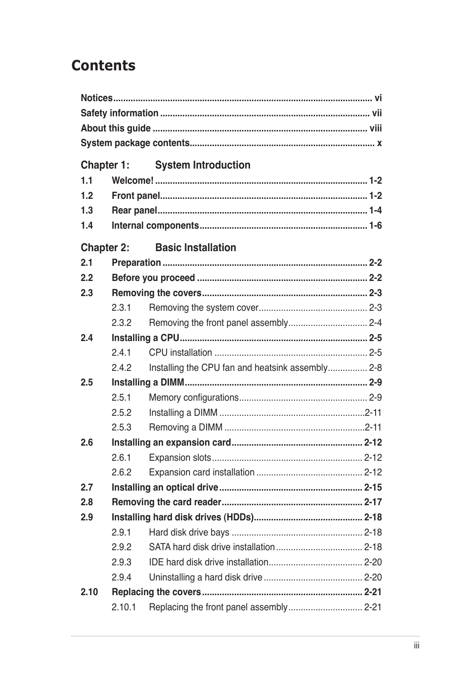 Asus Desktop Barebone Pundit P3-PH5 User Manual | Page 3 / 100